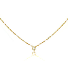 9ct Gold Fine Belcher Chain 18 Inch Necklace with 2mm Clear CZ Crystal