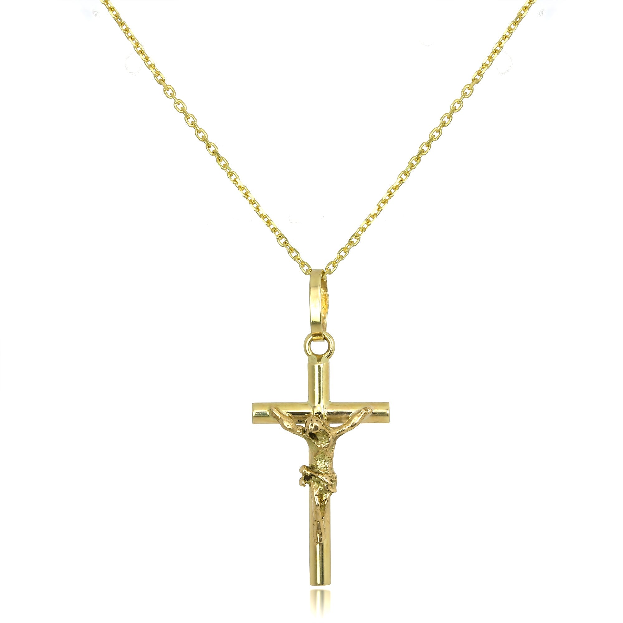 9ct Gold Crucifix Pendant on 16 - 20 Inch Chain