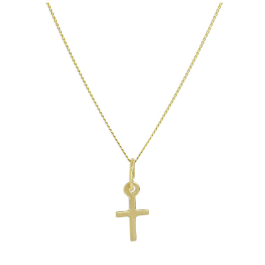 Tiny 9ct Gold Cross Pendant Necklace 16 - 20 Inches