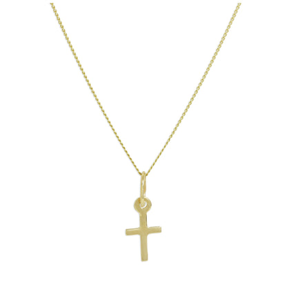 Tiny 9ct Gold Cross Pendant Necklace 16 - 20 Inches