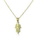 9ct Gold Hamsa Hand Pendant on 16 - 20 Inch Chain