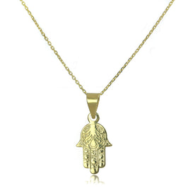 9ct Gold Hamsa Hand Pendant on 16 - 20 Inch Chain