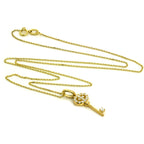 9ct Yellow Gold & CZ Crystal Encrusted Key Pendant on 16 - 20 Inch Chain