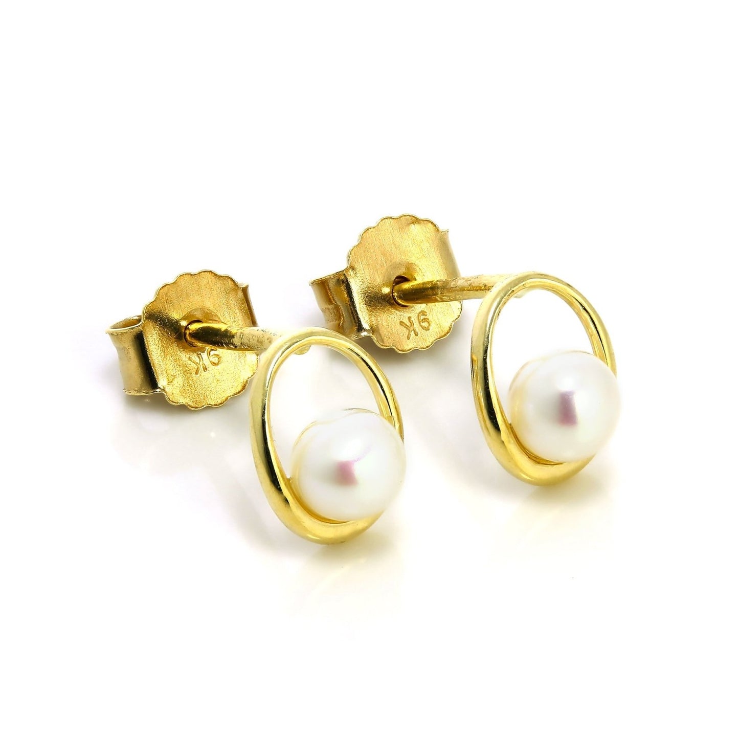 9ct Gold & Freshwater Pearl Open Stud Earrings - jewellerybox