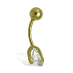 9ct Gold 7mm Clear CZ Crystal Wheel Ball End Belly Bar Piercing