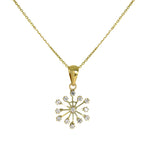 9ct Gold & CZ Crystal Snowflake Pendant & Stud Earrings Set