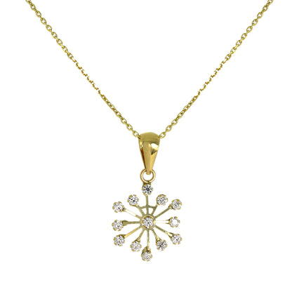 9ct Gold & CZ Crystal Snowflake Pendant & Stud Earrings Set