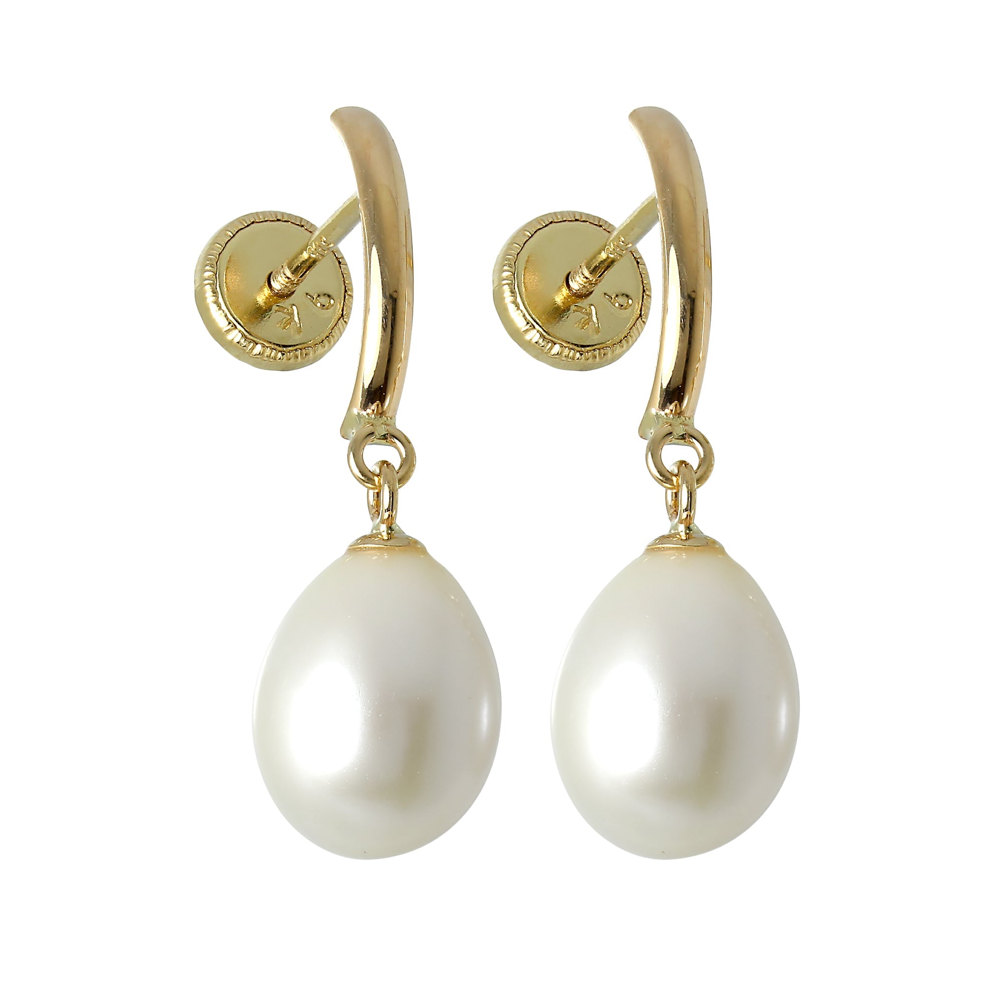 9ct Gold & Freshwater Pearl Screwback Stud Earrings