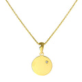 9ct Gold Engravable Round Pendant with Tiny Diamond on 16 - 20 Inch Chain