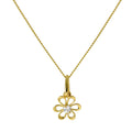 9ct Gold Cut Out Flower Pendant with CZ Crystal on Chain