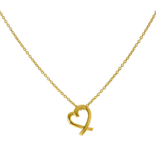 9ct Gold Open Heart Pendant 16 Inch Necklace