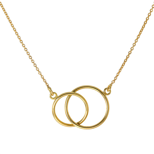 9ct Gold Interlocking Hoop Pendant 16 Inch Necklace