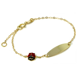 9ct Gold Childs ID Plate Bracelet with Ladybird Charm