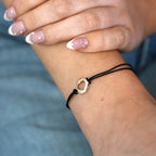 9ct Gold Open Heart Coloured Cord Adjustable Bracelet