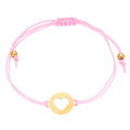 9ct Gold Open Heart Coloured Cord Adjustable Bracelet