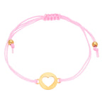 9ct Gold Open Heart Coloured Cord Adjustable Bracelet