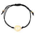 9ct Gold Baby Feet Outline Coloured Cord Adjustable Bracelet