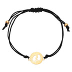 9ct Gold Baby Feet Outline Coloured Cord Adjustable Bracelet