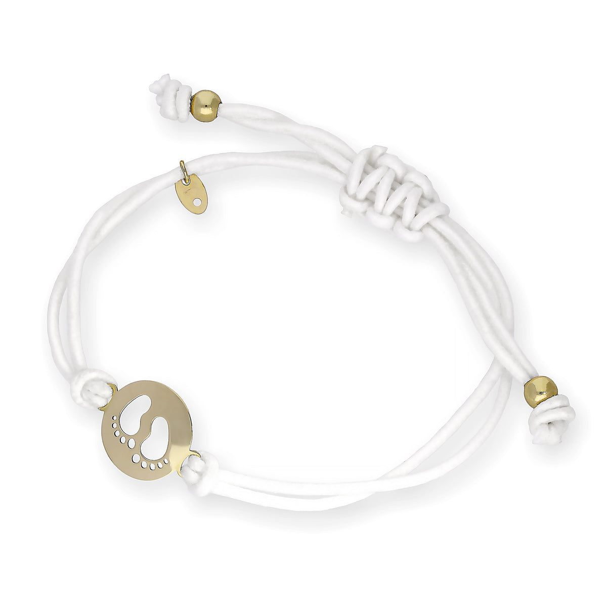 9ct Gold Baby Feet Outline Coloured Cord Adjustable Bracelet