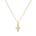 9ct Gold Small CZ Crystal Cross Pendant Necklace 16 - 20 Inches
