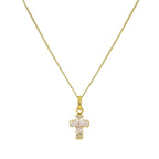 9ct Gold Small CZ Crystal Cross Pendant Necklace 16 - 20 Inches