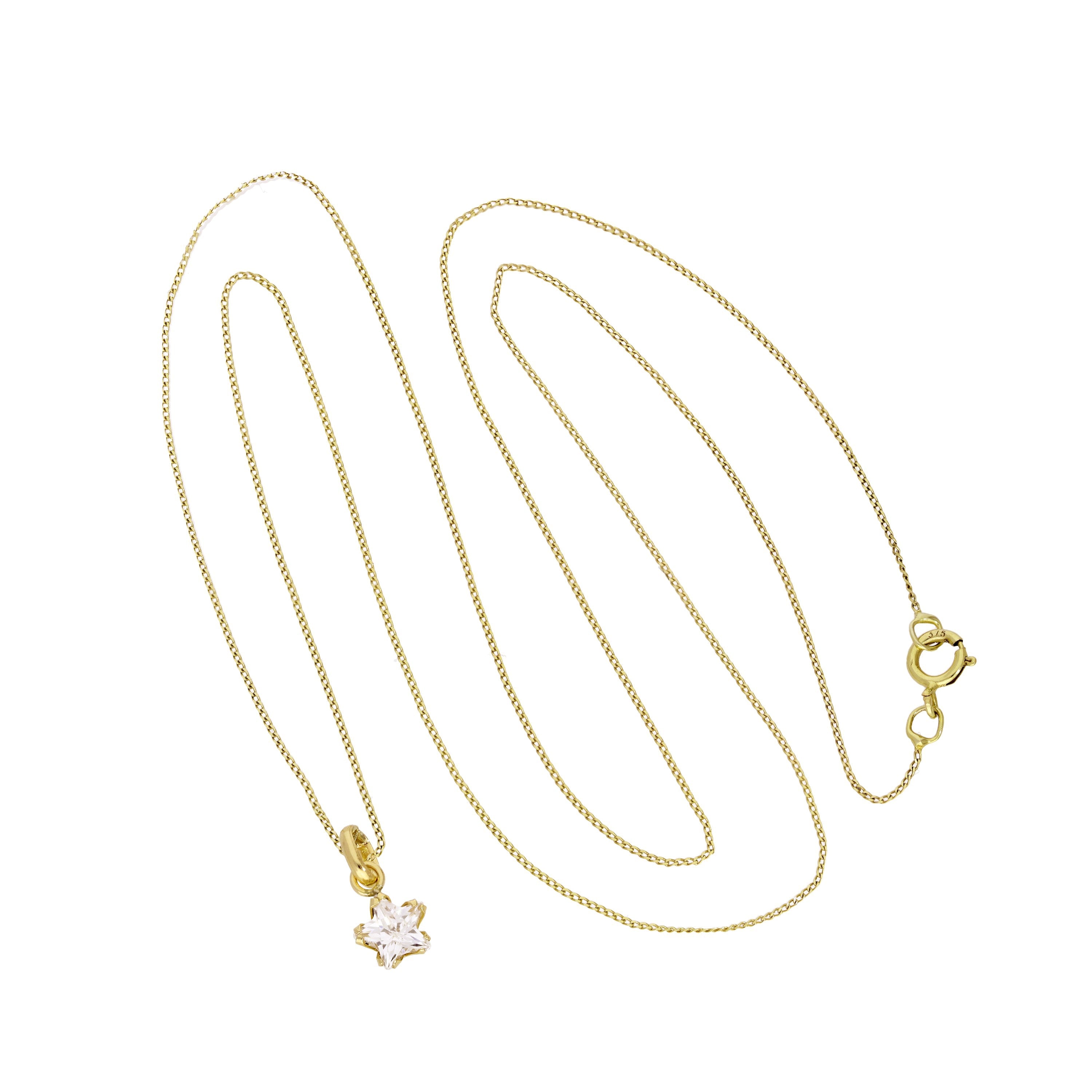 9ct Gold Small CZ Crystal Star Pendant Necklace 16 - 20 Inches