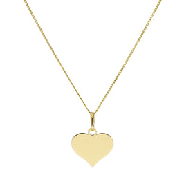 9ct Gold Engravable Heart Pendant Necklace 16 - 20 Inches