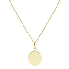 9ct Gold Engravable Oval Pendant Necklace 16 - 20 Inches