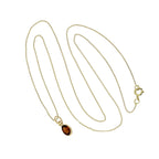 9ct Gold & Garnet CZ Crystal Oval Pendant Necklace 16 - 20 Inches