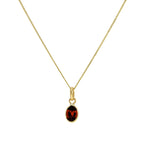 9ct Gold & Garnet CZ Crystal Oval Pendant Necklace 16 - 20 Inches