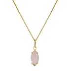 9ct Gold & Rose Quartz CZ Crystal Oval Pendant Necklace 16 - 20 Inches