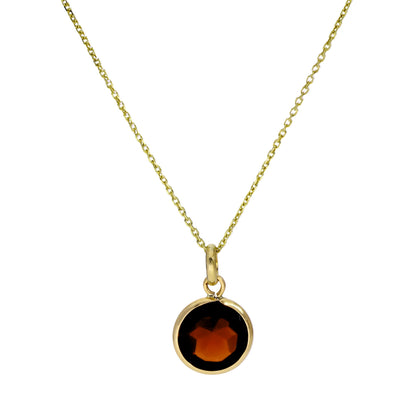 9ct Gold & Garnet CZ Round Pendant Necklace 16 - 20 Inches