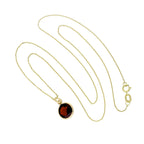 9ct Gold & Garnet CZ Round Pendant Necklace 16 - 20 Inches