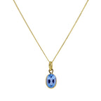 9ct Gold & Aquamarine CZ Crystal Oval Pendant Necklace 16-20 Inches