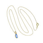 9ct Gold & Aquamarine CZ Crystal Oval Pendant Necklace 16-20 Inches