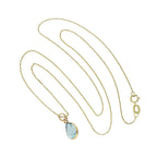 9ct Gold & Aquamarine CZ Crystal Teardrop Pendant Necklace 16 - 20 Inches