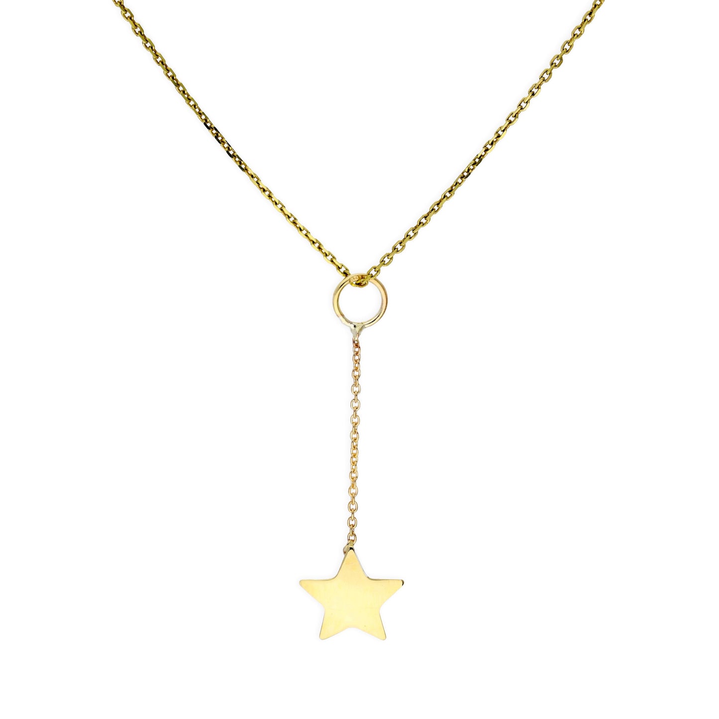 9ct Gold Star Drop Pendant Necklace 16 - 20 Inches
