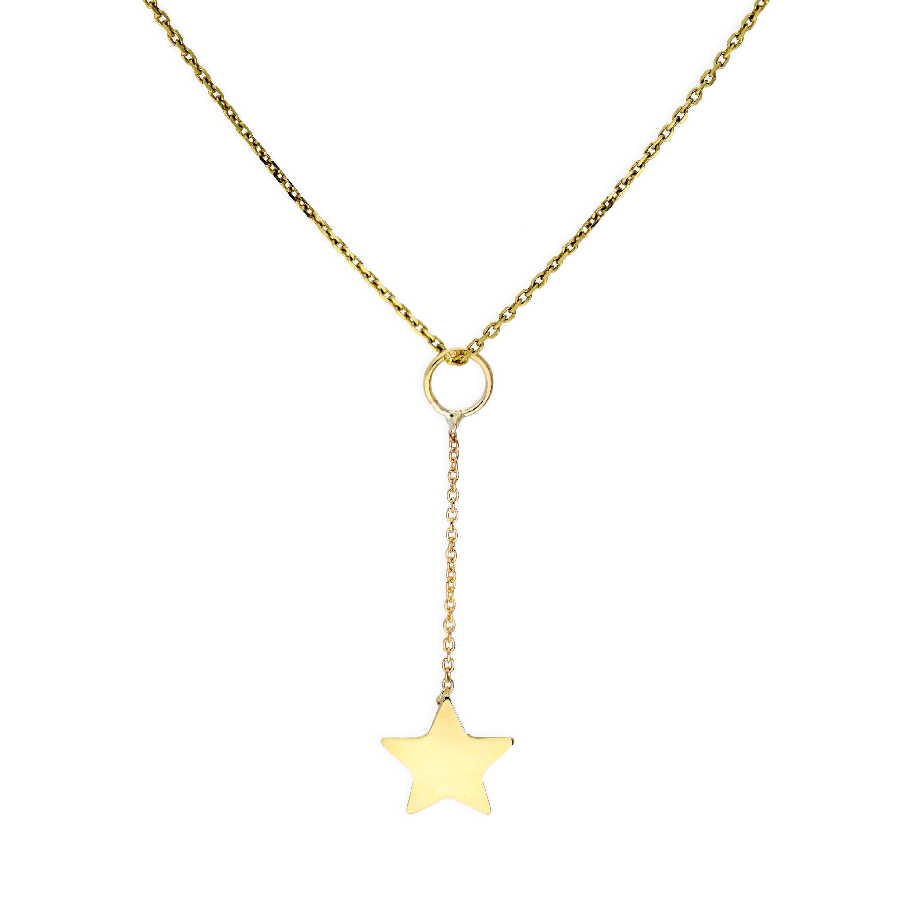 9ct Gold Star Drop Pendant Necklace 16 - 20 Inches | jewellerybox