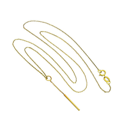 9ct Gold Bar Drop Pendant Necklace 16 - 20 Inches