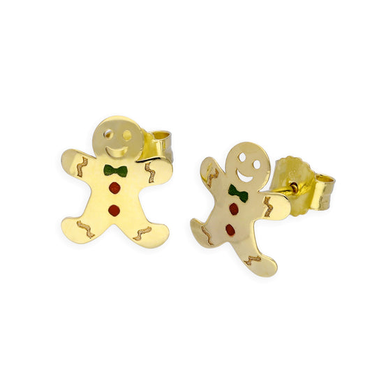 9ct Gold Gingerbread Man Stud Earrings