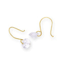 9ct Gold & Clear CZ Crystal Dangle Earrings