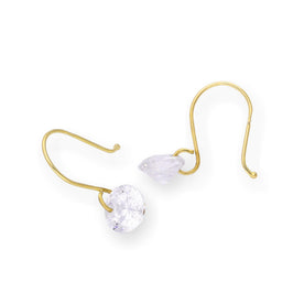 9ct Gold & Clear CZ Crystal Dangle Earrings