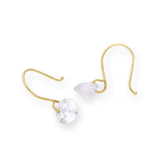 9ct Gold & Clear CZ Crystal Dangle Earrings