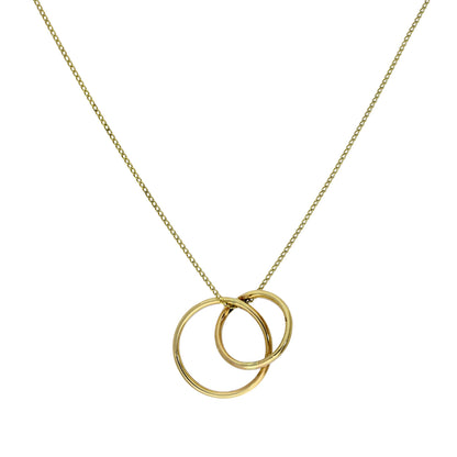 9ct Gold Interlocking Hoops Pendant Necklace 16 - 20 Inches