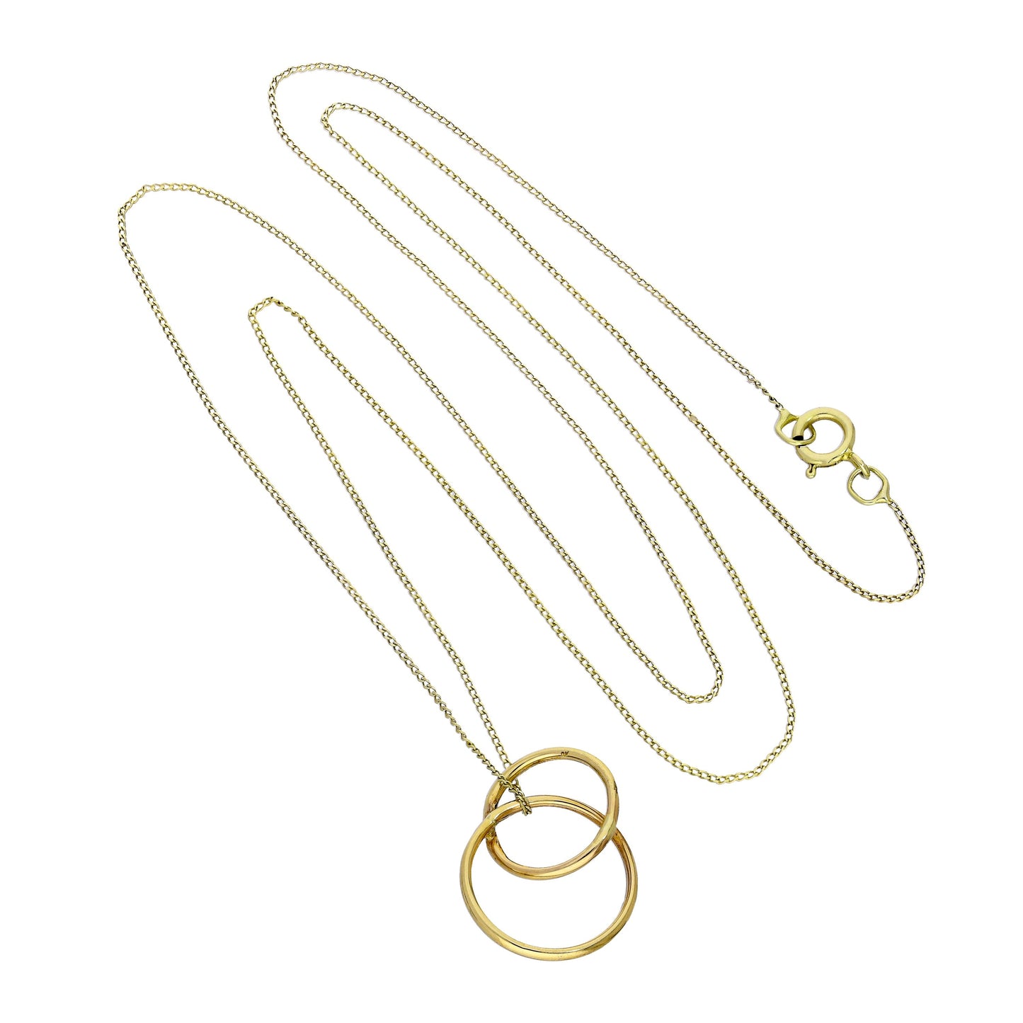 9ct Gold Interlocking Hoops Pendant Necklace 16 - 20 Inches