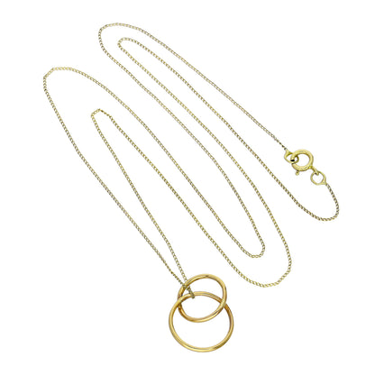 9ct Gold Interlocking Hoops Pendant Necklace 16 - 20 Inches