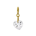 9ct Gold & Clear CZ Crystal Heart Clip On Charm