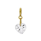 9ct Gold & Clear CZ Crystal Heart Clip On Charm