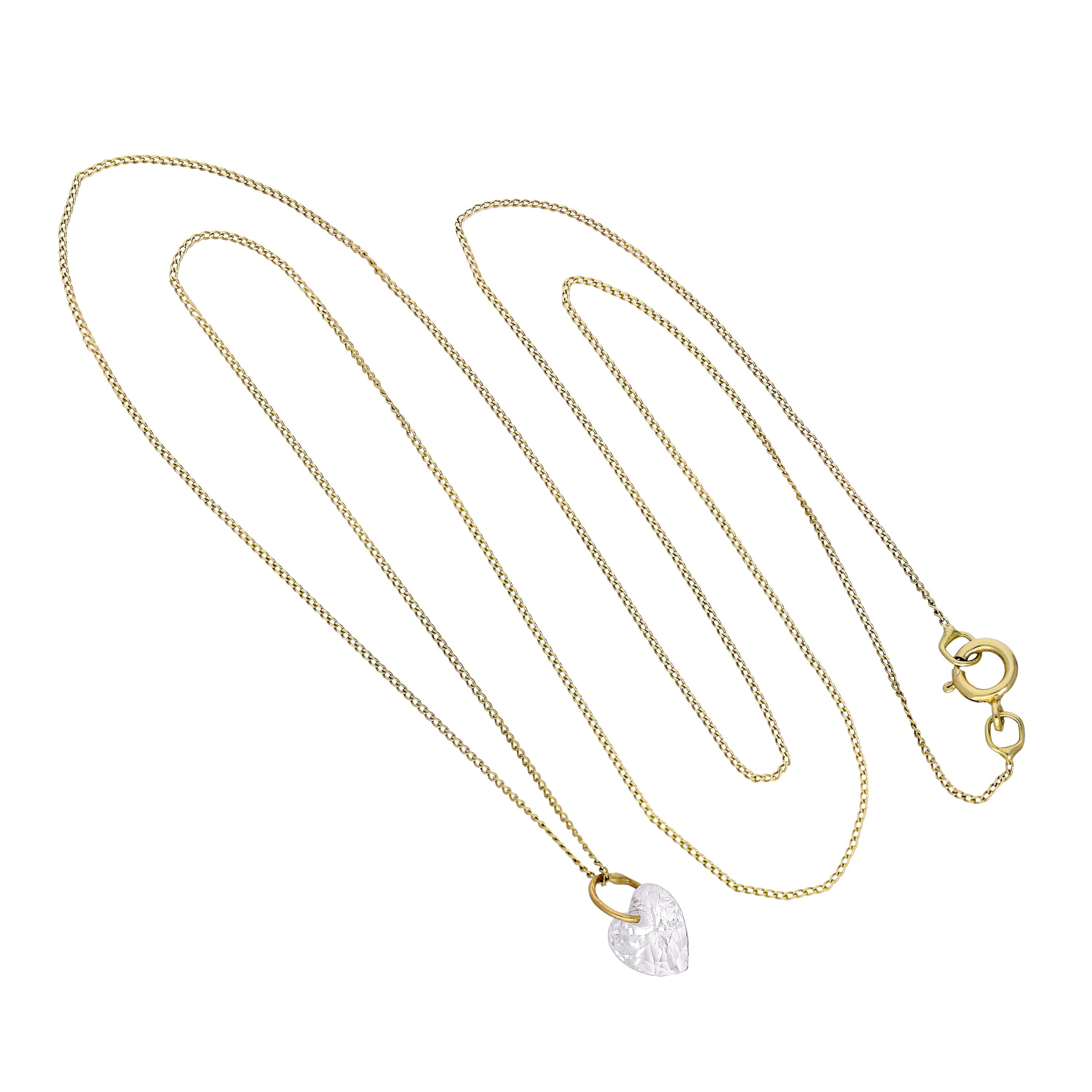9ct Gold & Clear CZ Crystal Heart Pendant Necklace 16 - 20 Inches