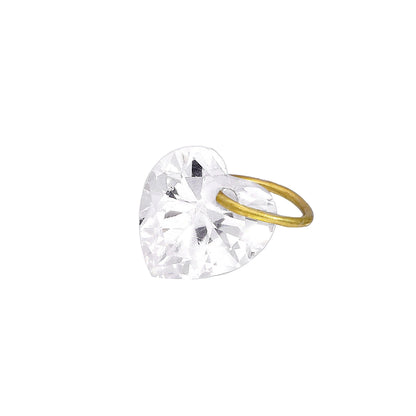 9ct Gold & Clear CZ Crystal Heart Charm